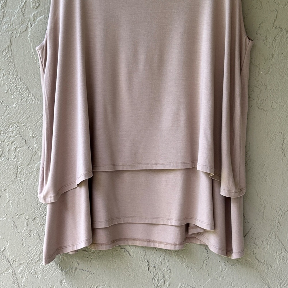 Soft Surroundings Women's 2X Beige Layered Rayon Sleeveless Tunic Tank Top - Picture 3 of 10